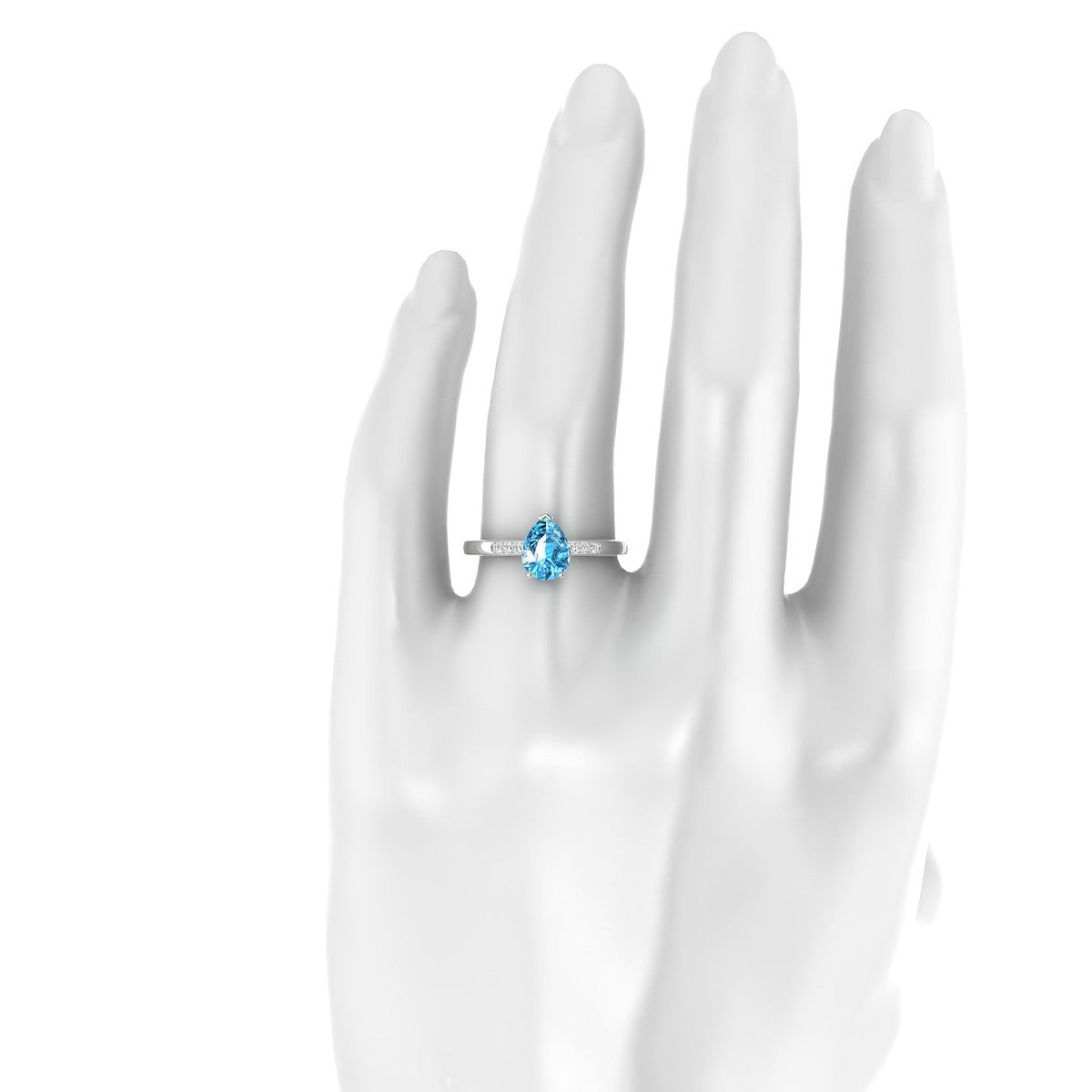 Exquisite | 18k White Gold 8 x 6 mm Pear Topaz Ring