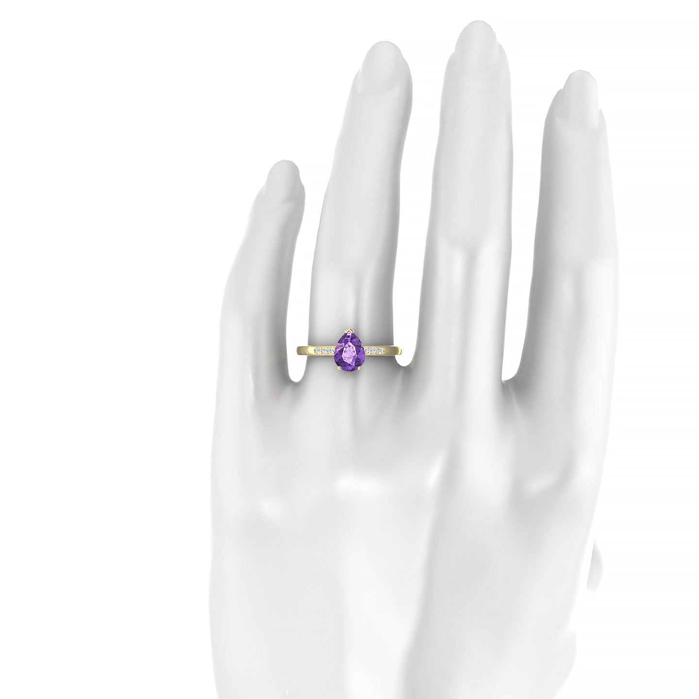 Exquisite | 18k Yellow Gold 8 x 6 mm Pear Amethyst Ring