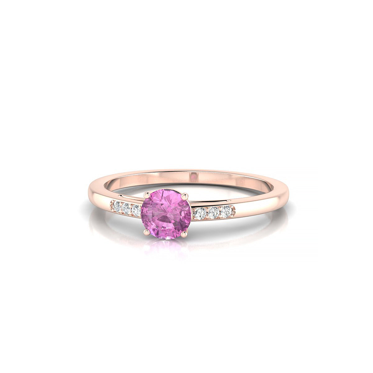 Exquisite | 18k Rose Gold 4.5 mm Round Pink Sapphire Ring