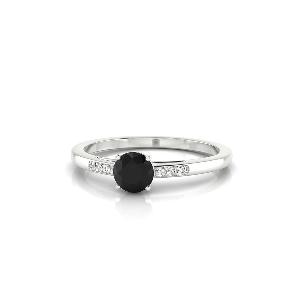Exquisite | 18k White Gold 4.5 mm Round Black Diamond Ring