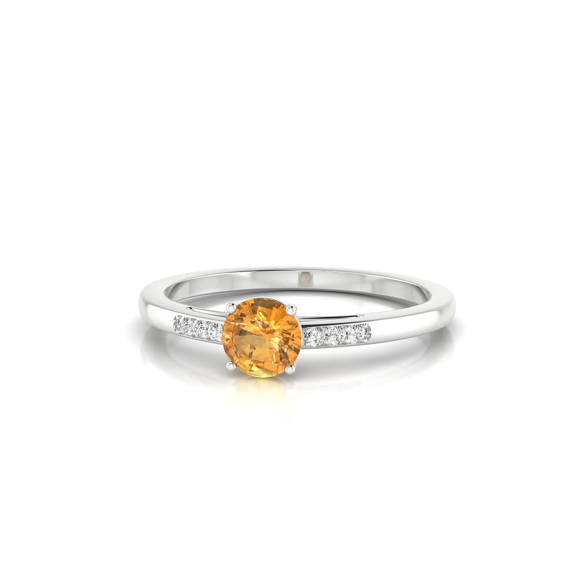 Exquisite | 18k White Gold 4.5 mm Round Citrine Ring