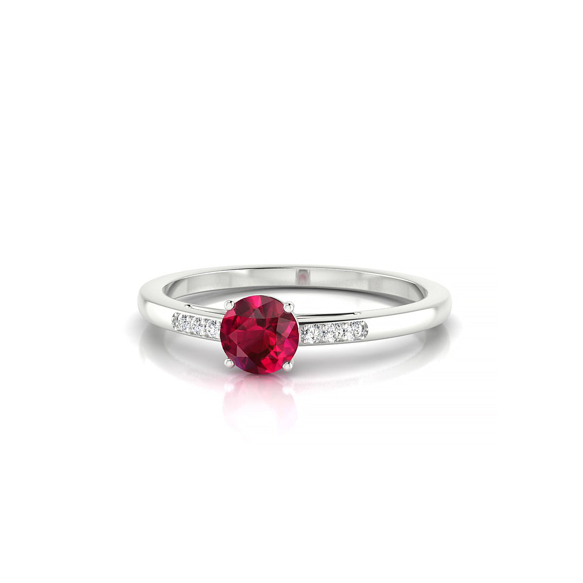 Exquisite | 18k White Gold 4.5 mm Round Ruby Ring