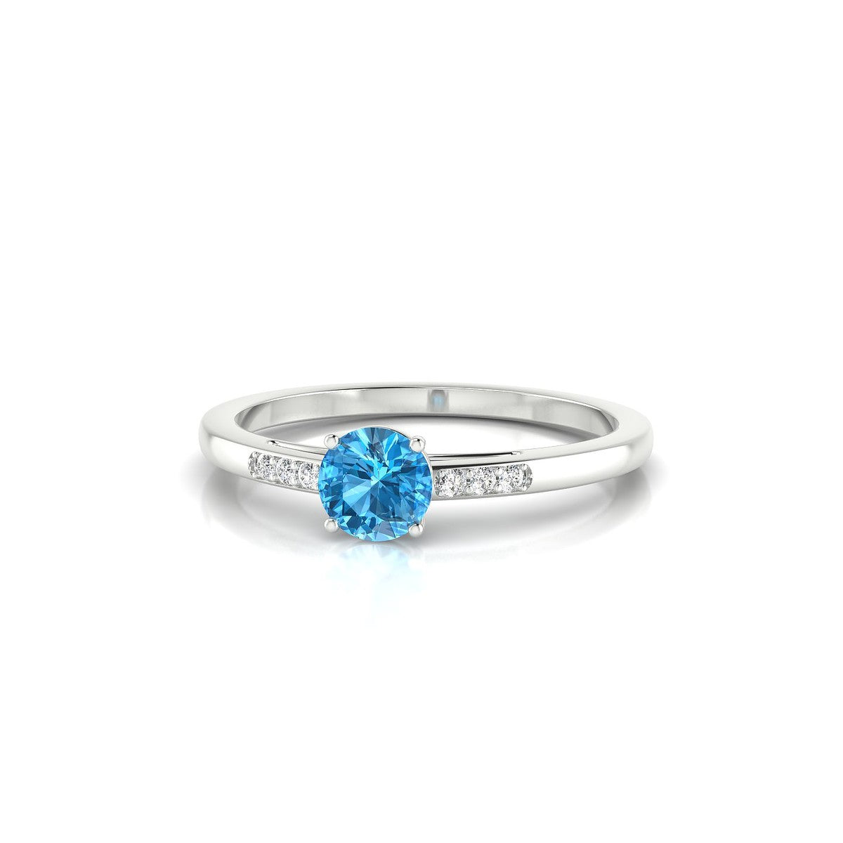 Exquisite | 18k White Gold 4.5 mm Round Topaz Ring