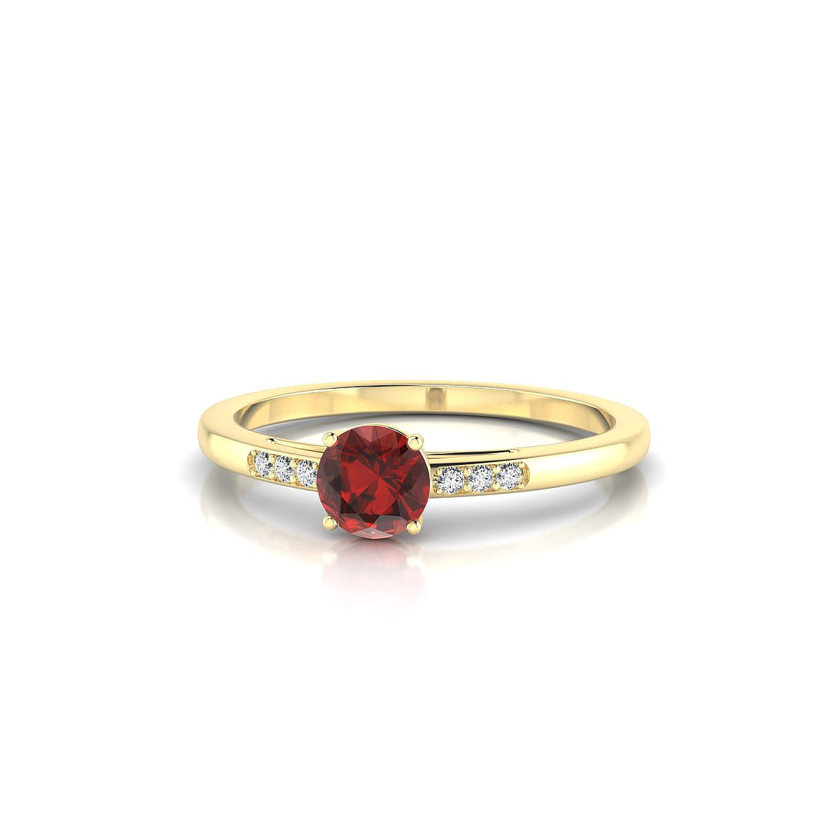 Exquisite | 18k Yellow Gold 4.5 mm Round Garnet Ring