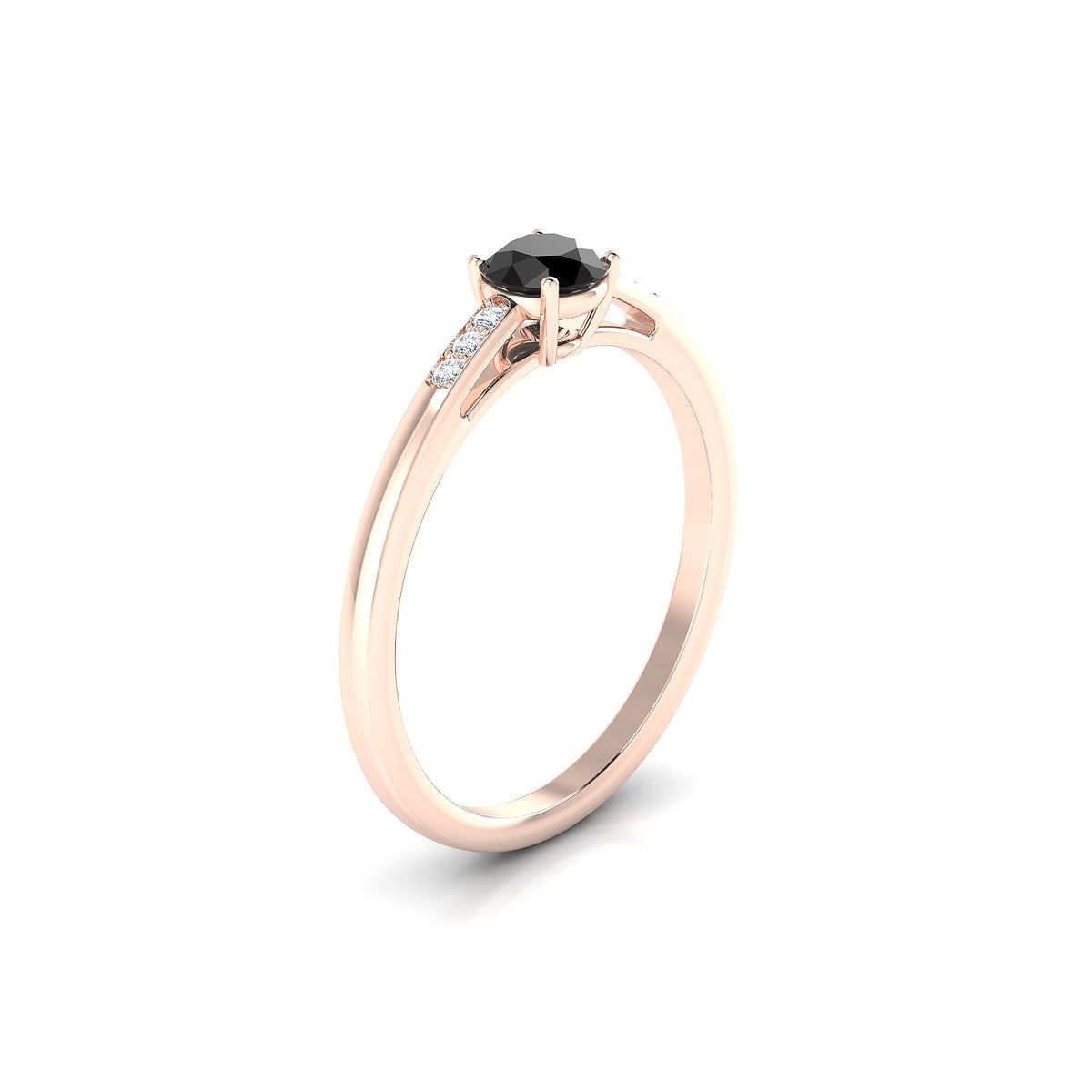 Exquisite | 18k Rose Gold 4.5 mm Round Black Diamond Ring