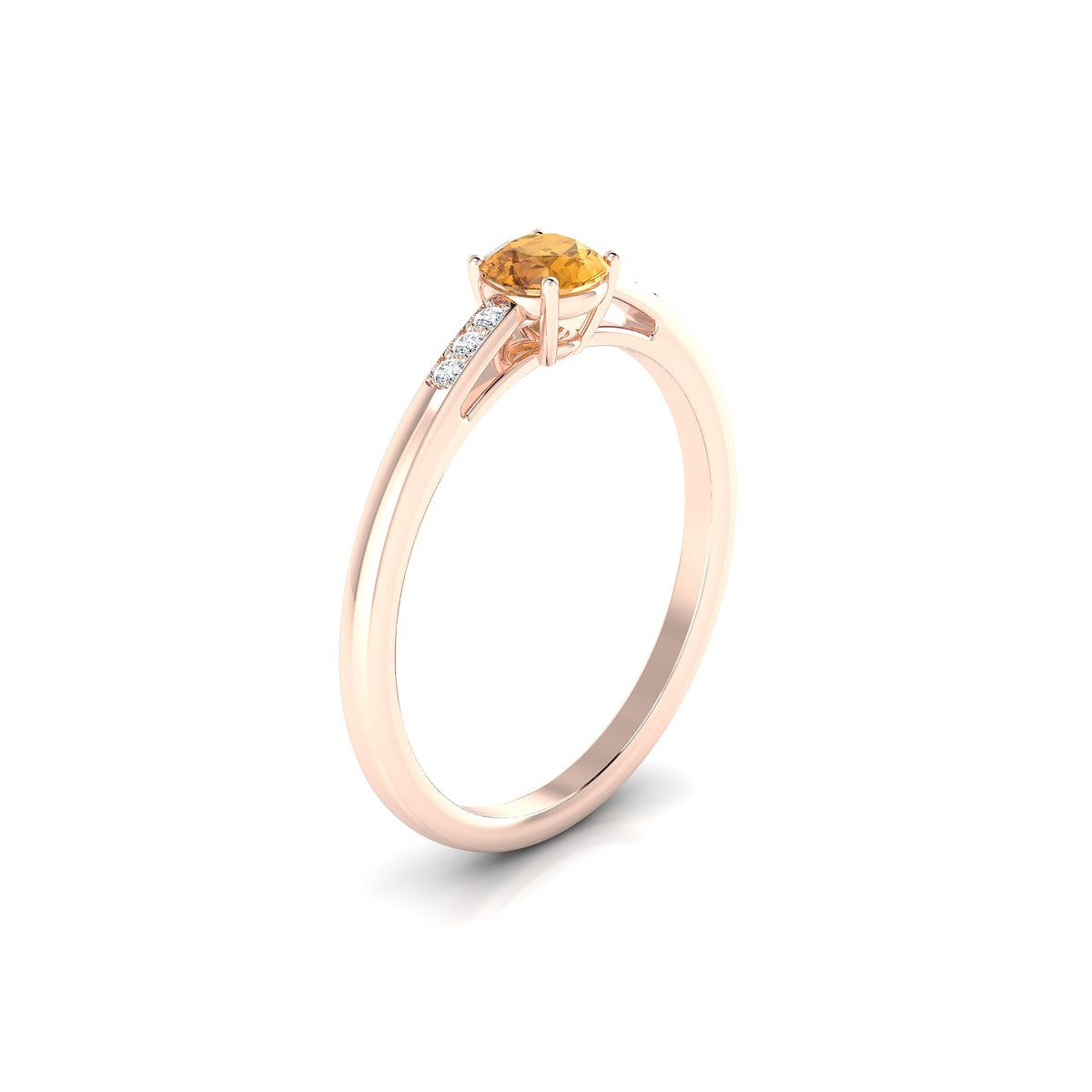 Exquisite | 18k Rose Gold 4.5 mm Round Citrine Ring