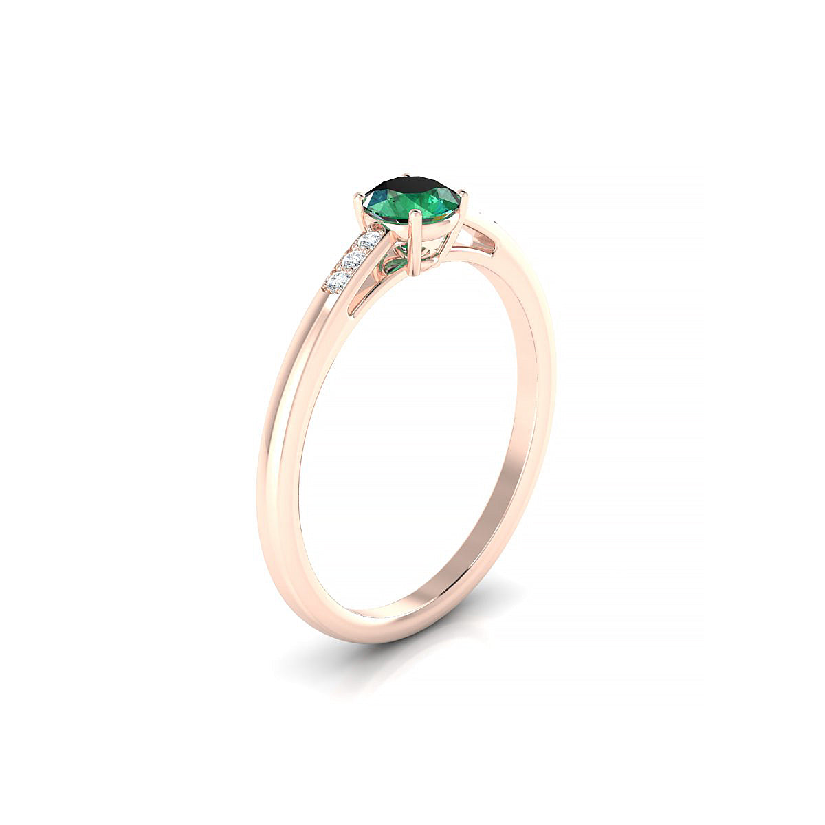 Exquisite | 18k Rose Gold 4.5 mm Round Emerald Ring