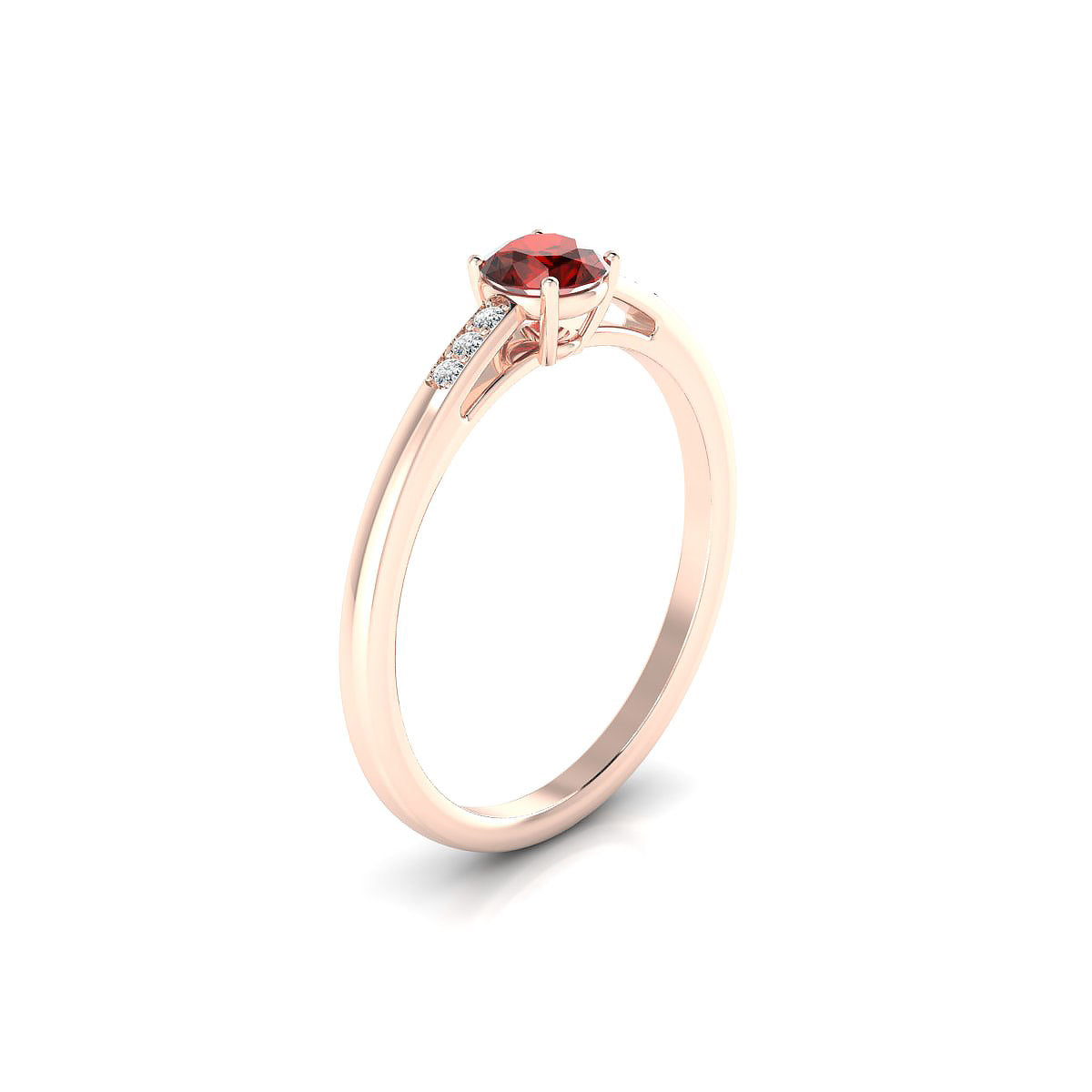 Exquisite | 18k Rose Gold 4.5 mm Round Garnet Ring