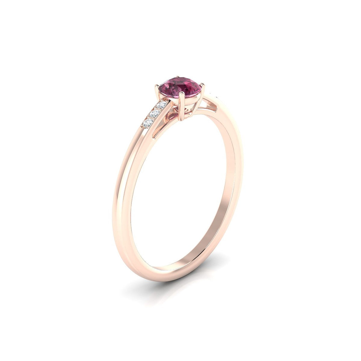 Exquisite | 18k Rose Gold 4.5 mm Round Rhodolite Ring