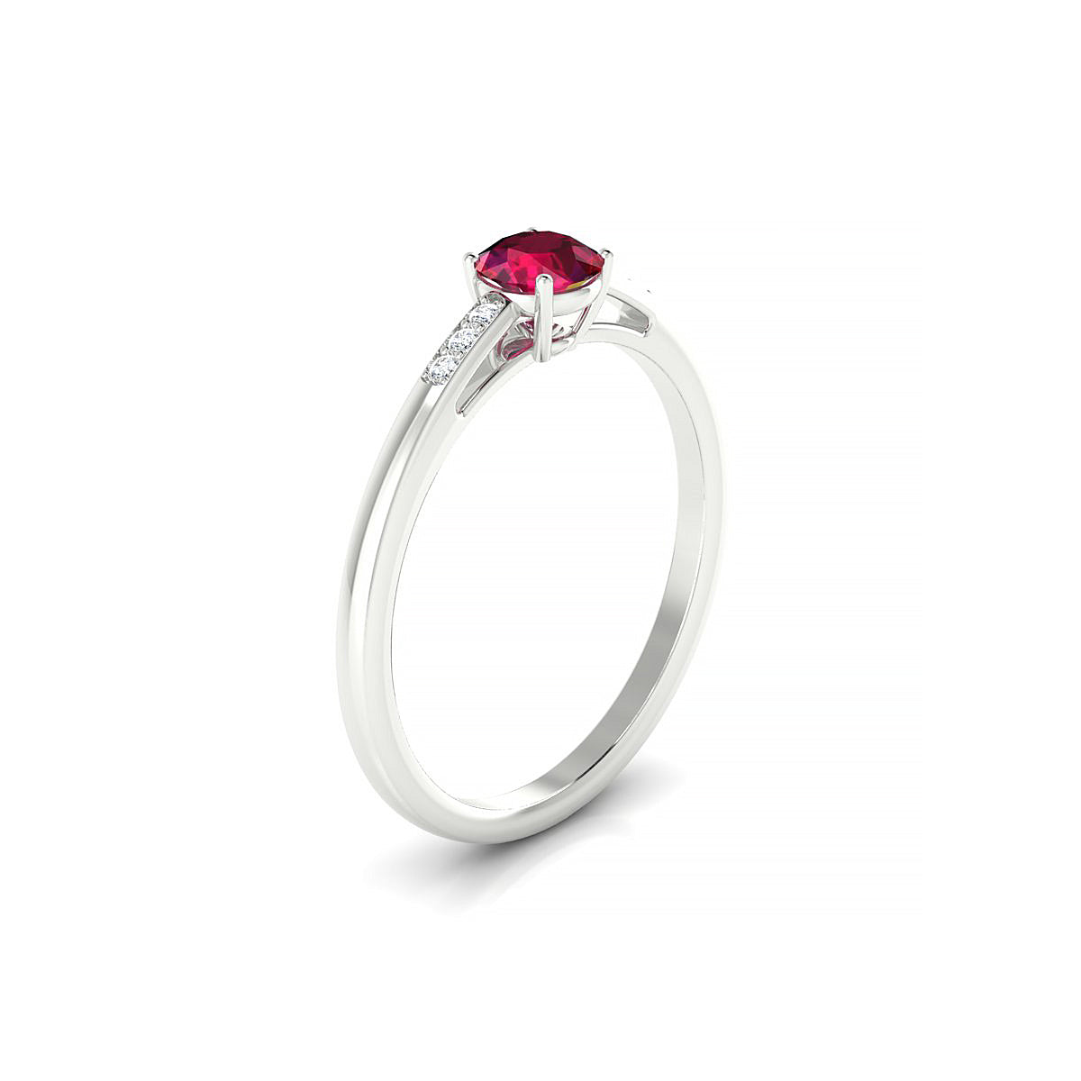 Exquisite | 18k White Gold 4.5 mm Round Ruby Ring