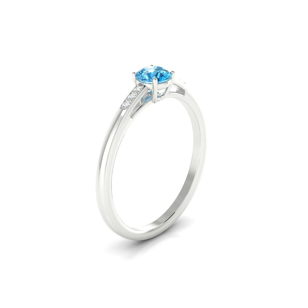Exquisite | 18k White Gold 4.5 mm Round Topaz Ring
