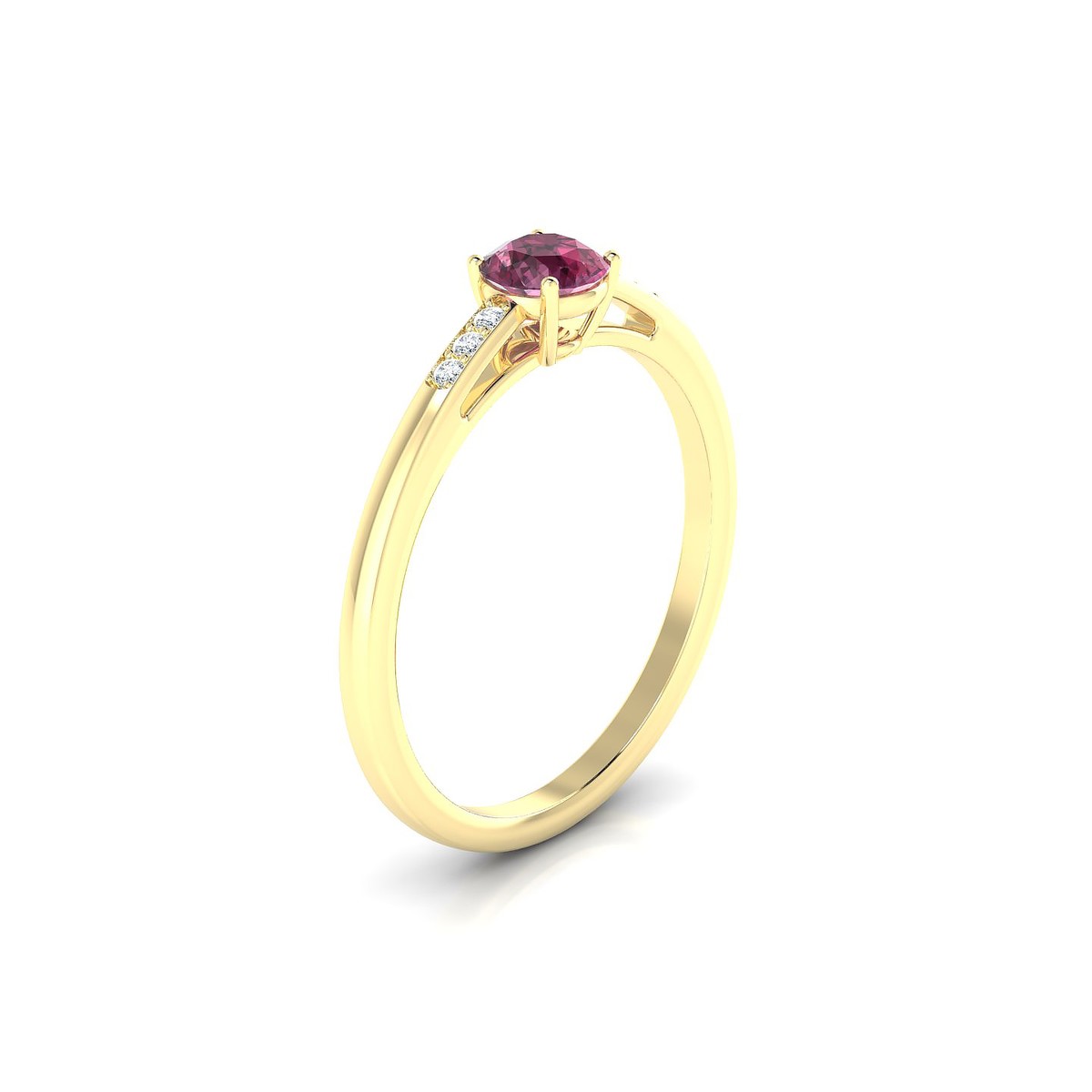 Exquisite | 18k Yellow Gold 4.5 mm Round Rhodolite Ring