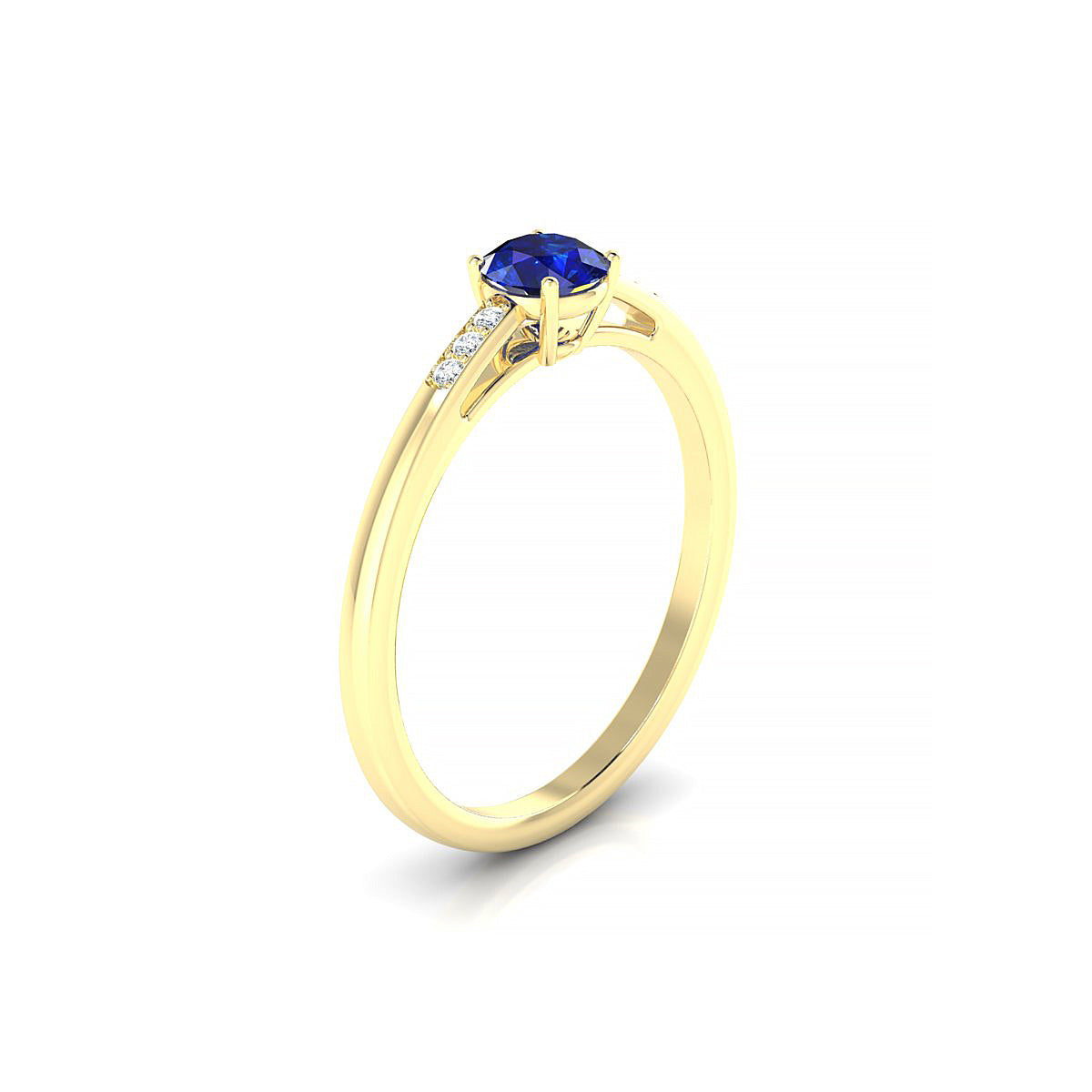 Exquisite | 18k Yellow Gold 4.5 mm Round Sapphire Ring