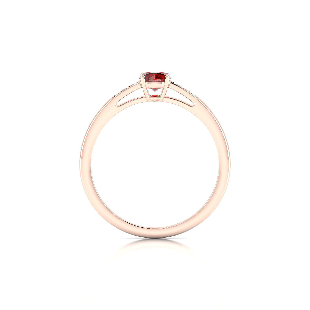 Exquisite | 18k Rose Gold 4.5 mm Round Garnet Ring