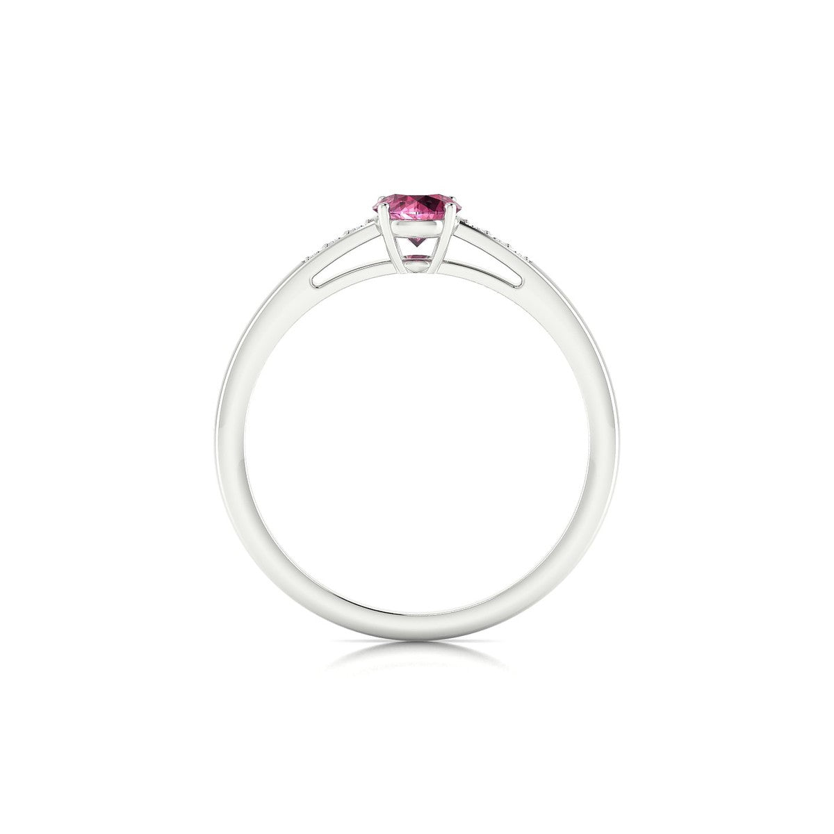 Exquisite | 18k White Gold 4.5 mm Round Rhodolite Ring