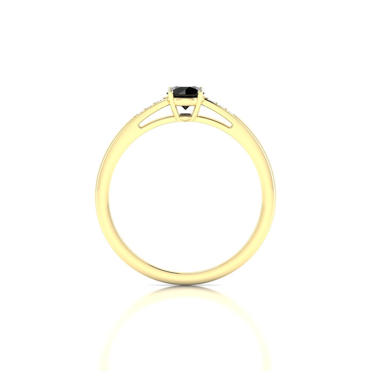Exquisite | 18k Yellow Gold 4.5 mm Round Black Diamond Ring