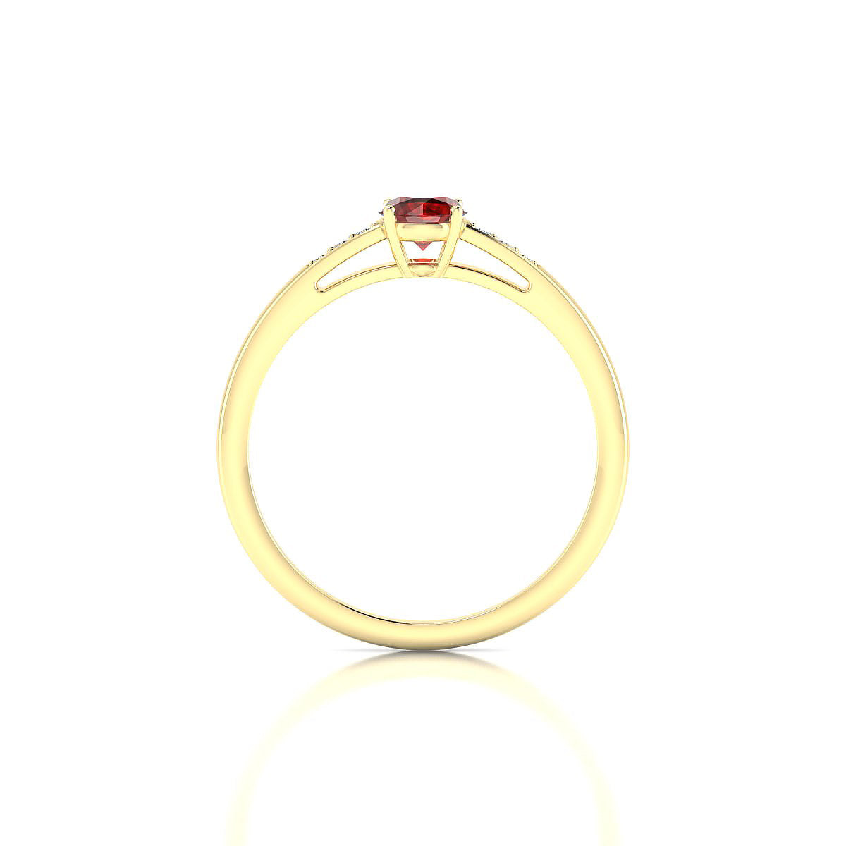Exquisite | 18k Yellow Gold 4.5 mm Round Garnet Ring