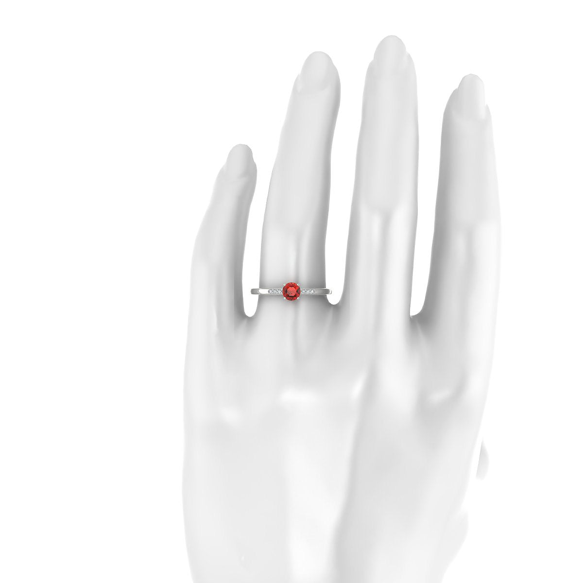 Exquisite | 18k White Gold 4.5 mm Round Garnet Ring