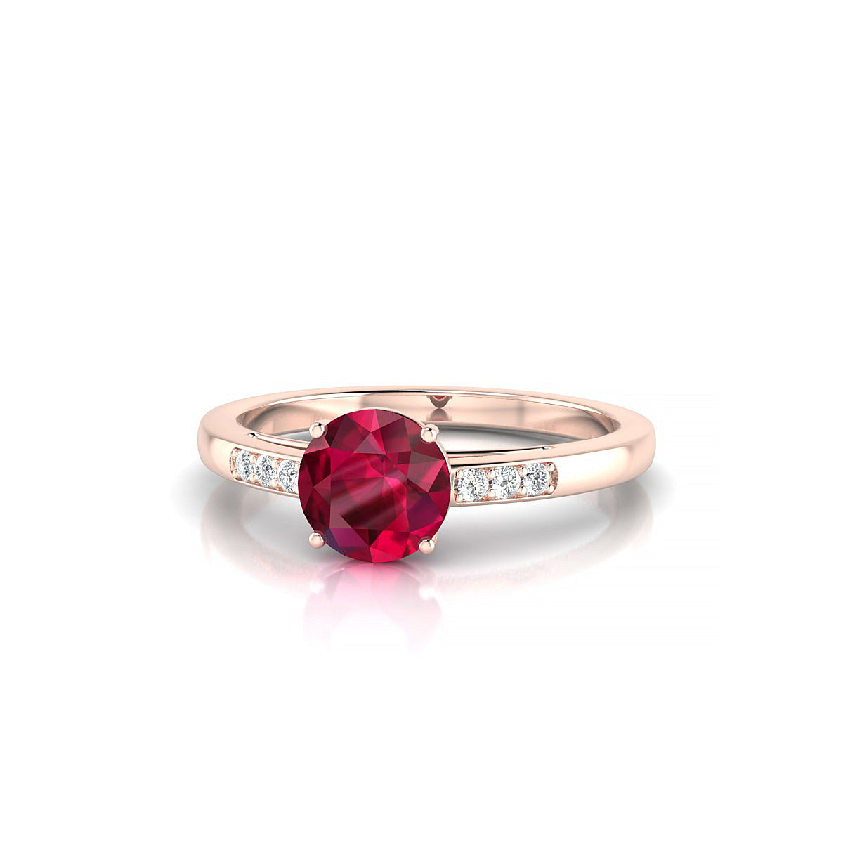 Exquisite | 18k Rose Gold 6 mm Round Ruby Ring