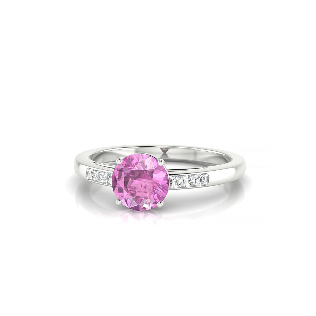 Exquisite | 18k White Gold 6 mm Round Pink Sapphire Ring