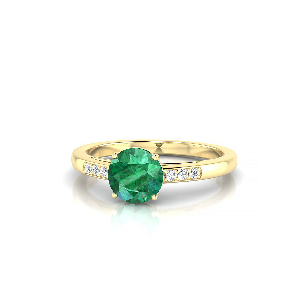 Exquisite | 18k Yellow Gold 6 mm Round Emerald Ring