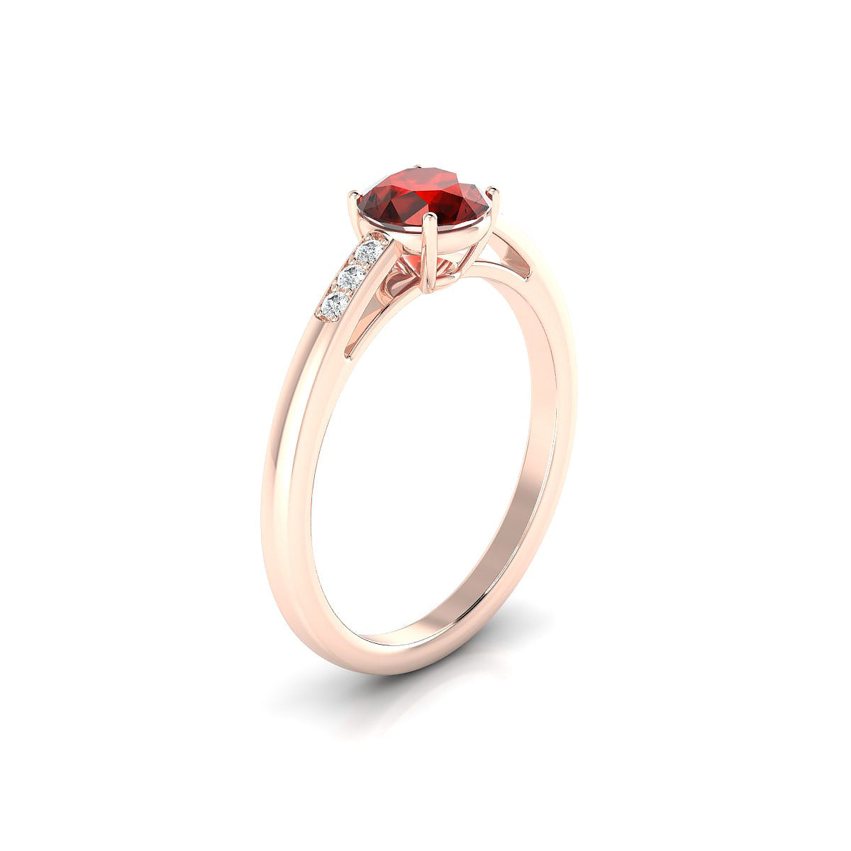 Exquisite | 18k Rose Gold 6 mm Round Garnet Ring