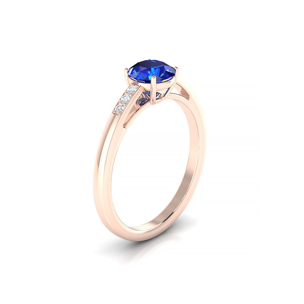 Exquisite | 18k Rose Gold 6 mm Round Sapphire Ring