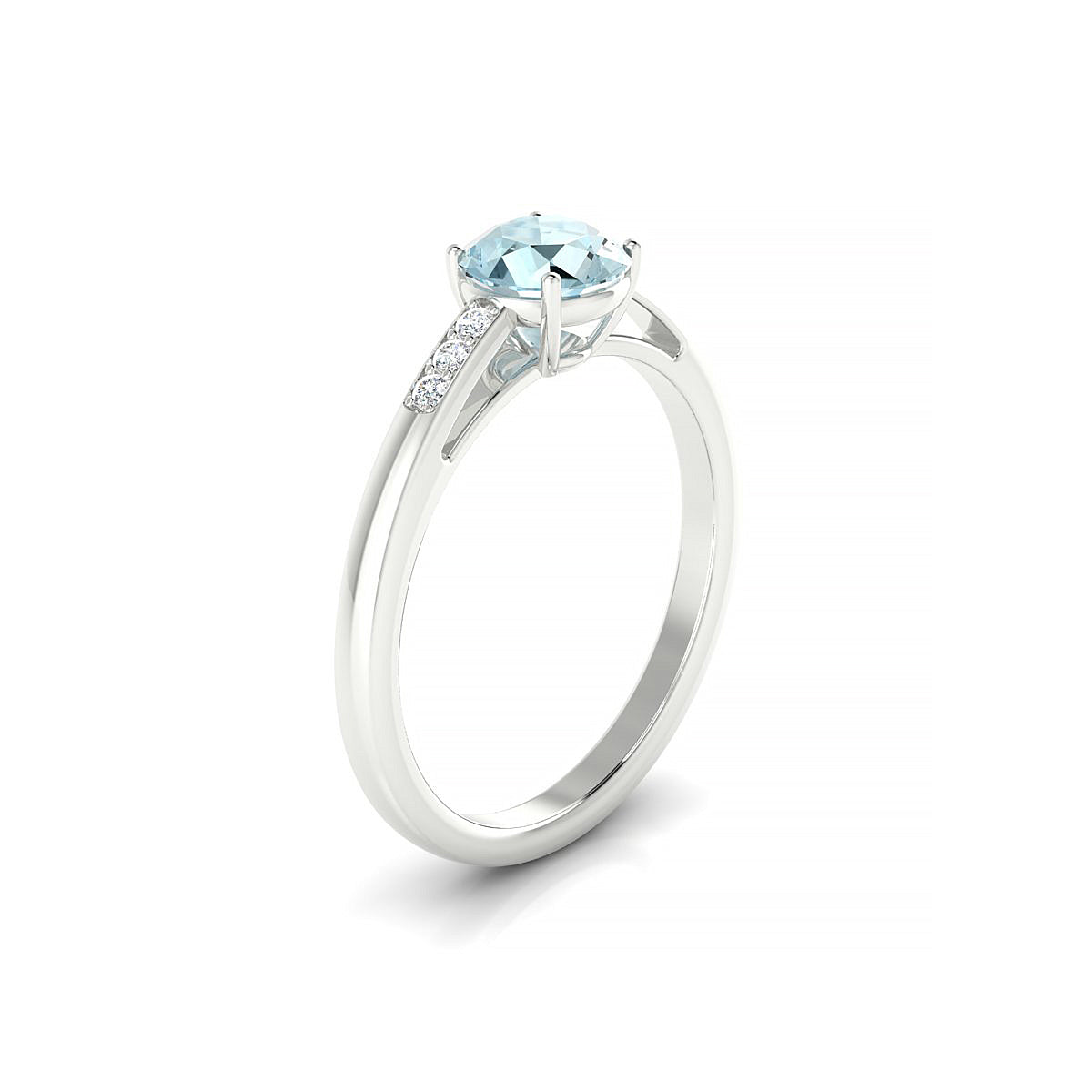Exquisite | 18k White Gold 6 mm Round Aquamarine Ring