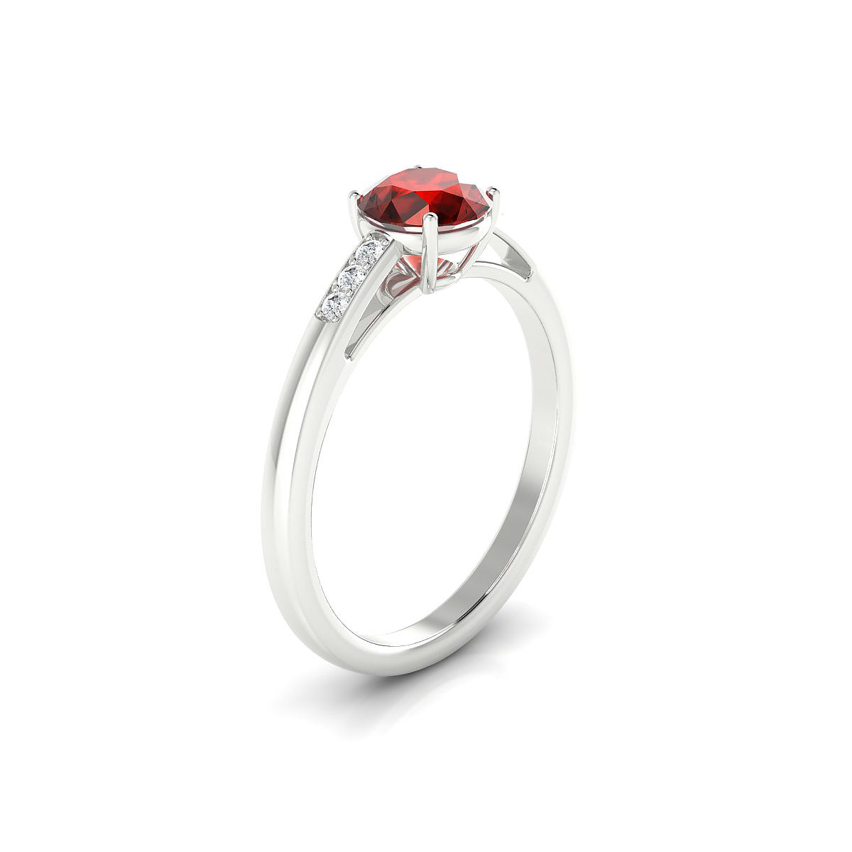 Exquisite | 18k White Gold 6 mm Round Garnet Ring