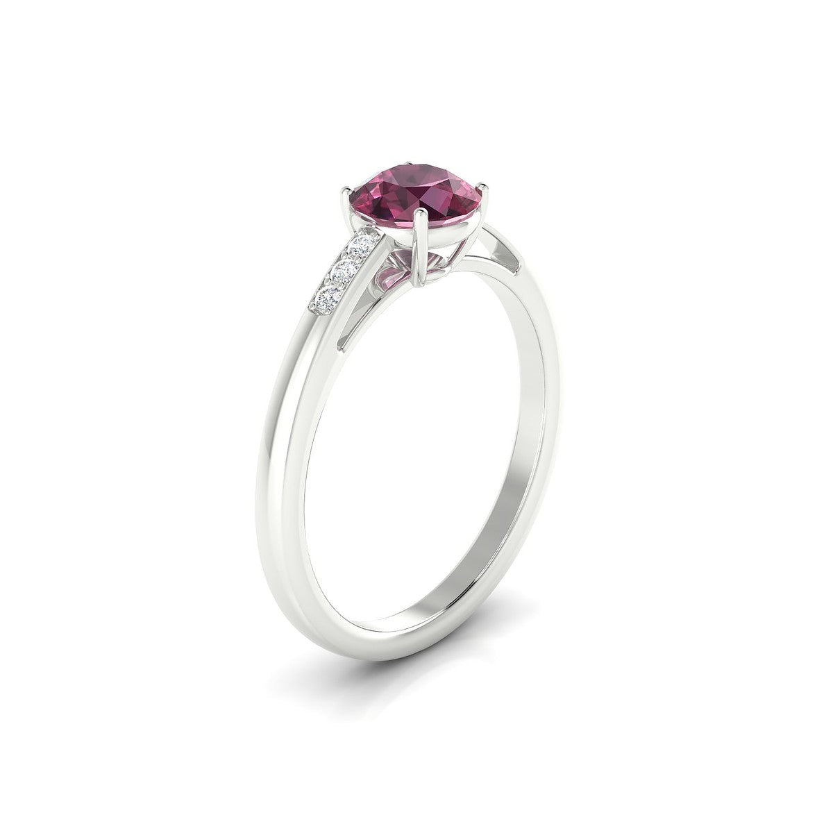 Exquisite | 18k White Gold 6 mm Round Rhodolite Ring