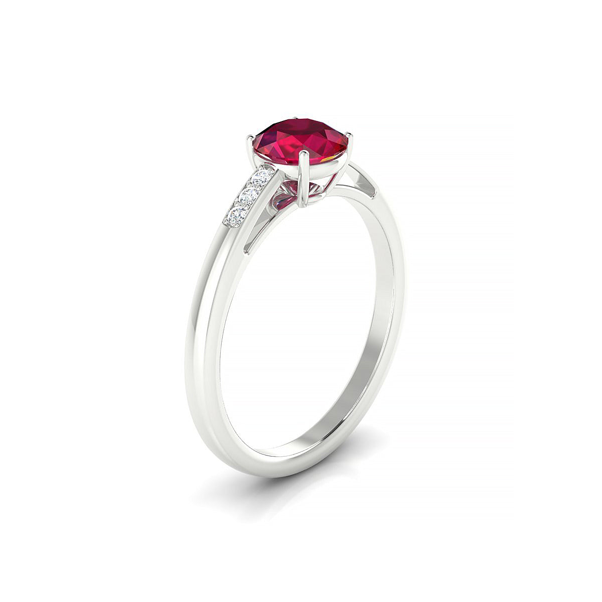Exquisite | 18k White Gold 6 mm Round Ruby Ring