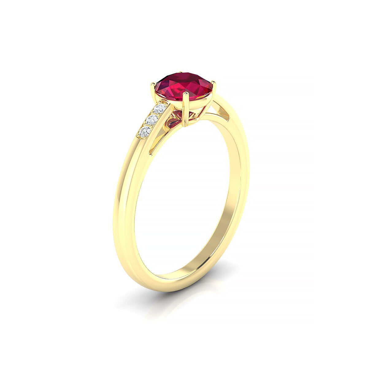 Exquisite | 18k Yellow Gold 6 mm Round Ruby Ring