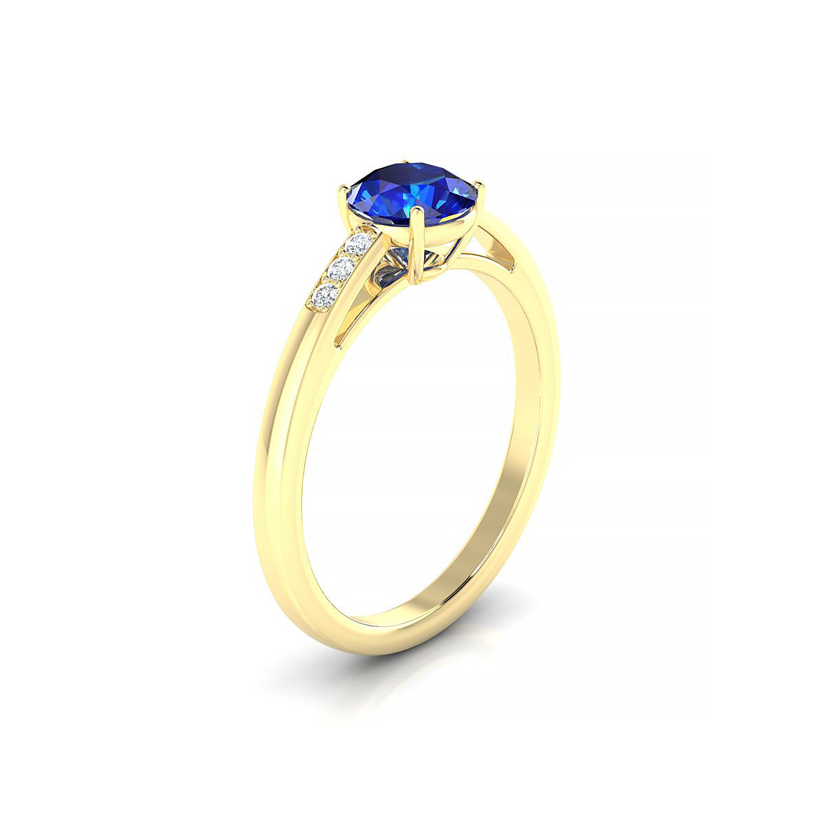 Exquisite | 18k Yellow Gold 6 mm Round Sapphire Ring