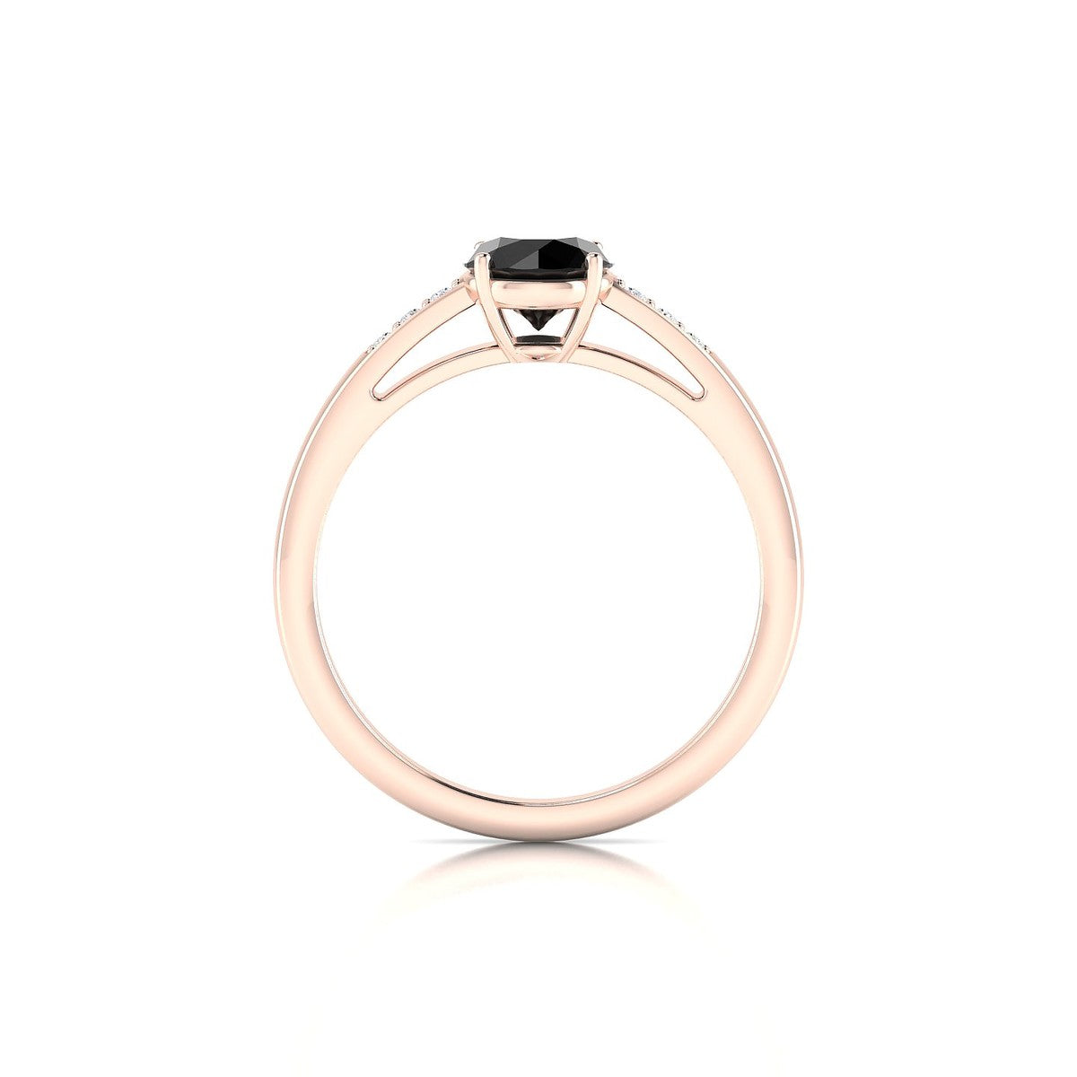 Exquisite | 18k Rose Gold 6 mm Round Black Diamond Ring