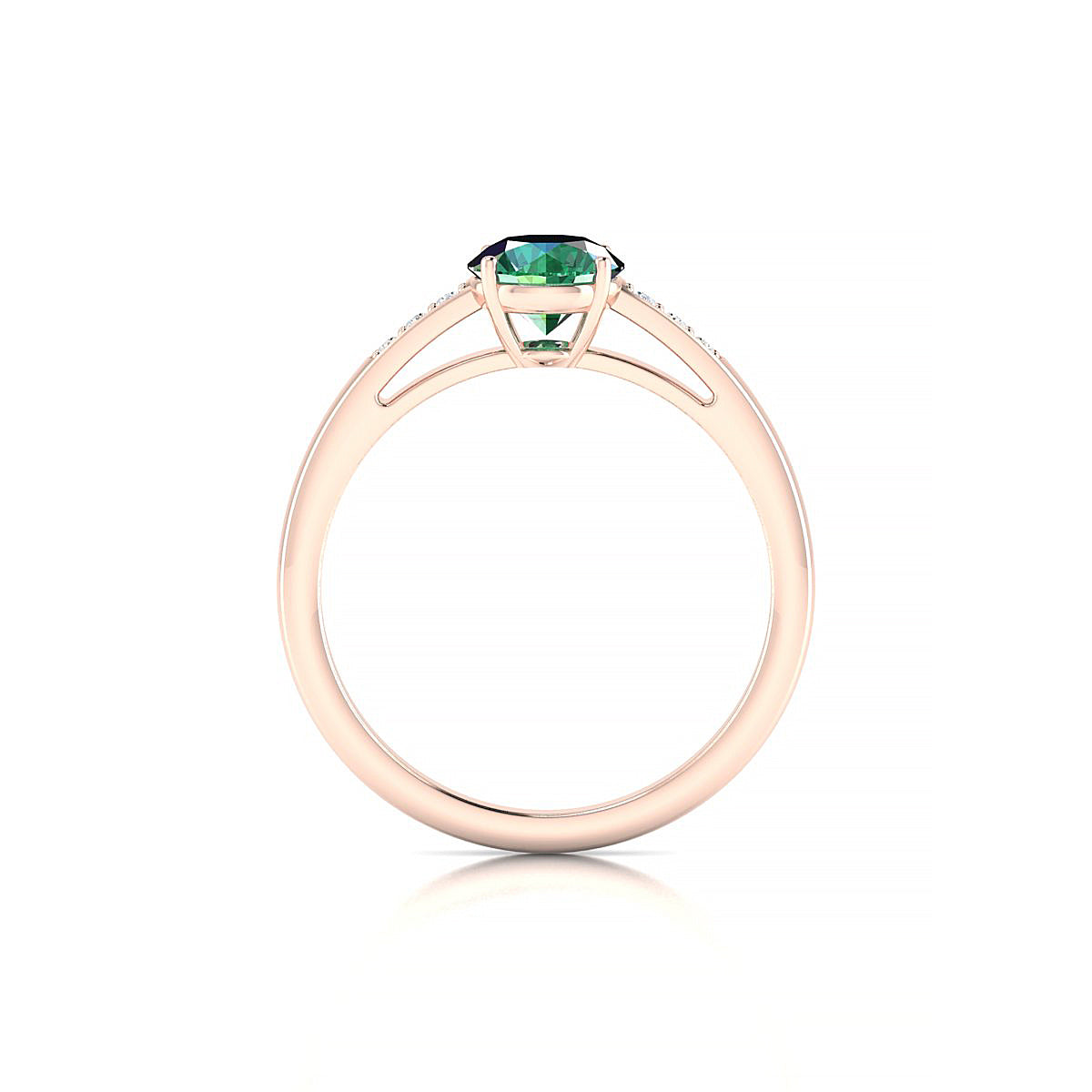 Exquisite | 18k Rose Gold 6 mm Round Emerald Ring