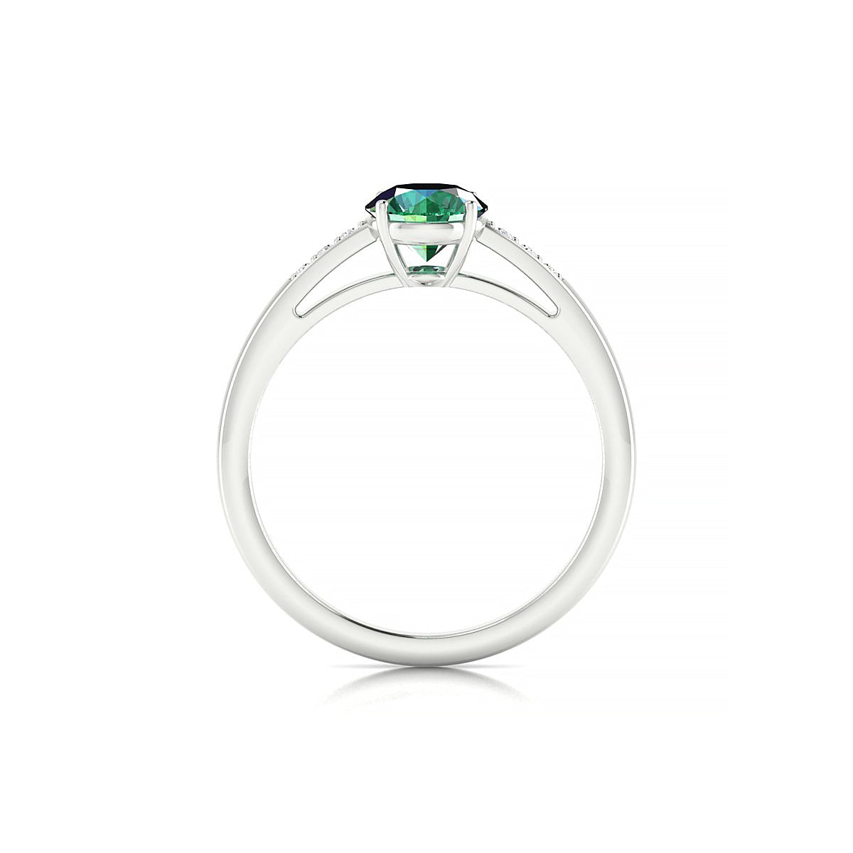 Exquisite | 18k White Gold 6 mm Round Emerald Ring