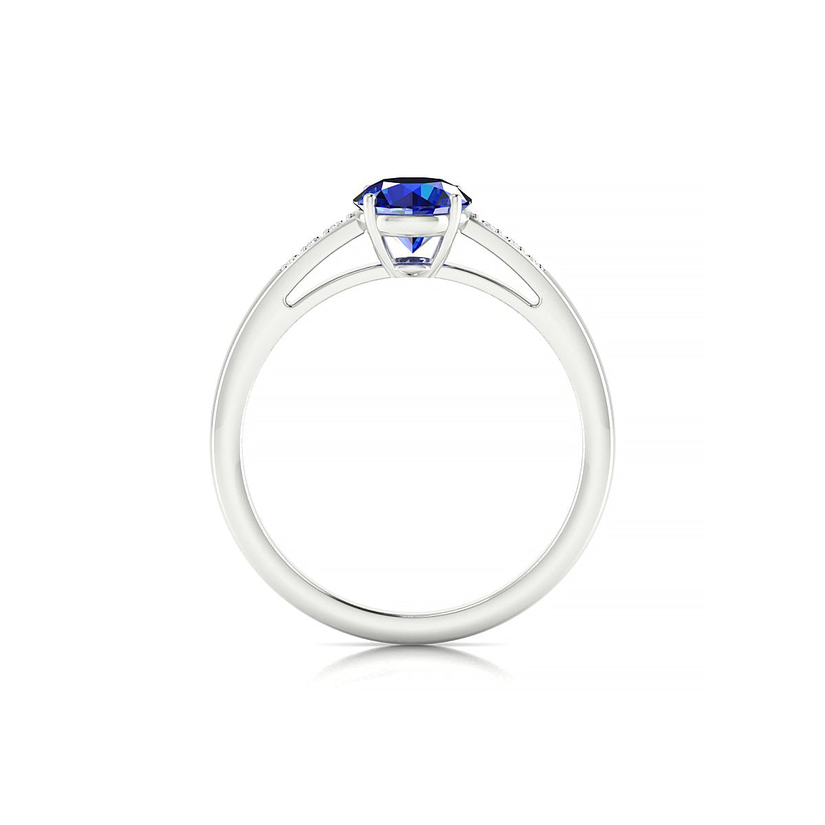 Exquisite | 18k White Gold 6 mm Round Sapphire Ring