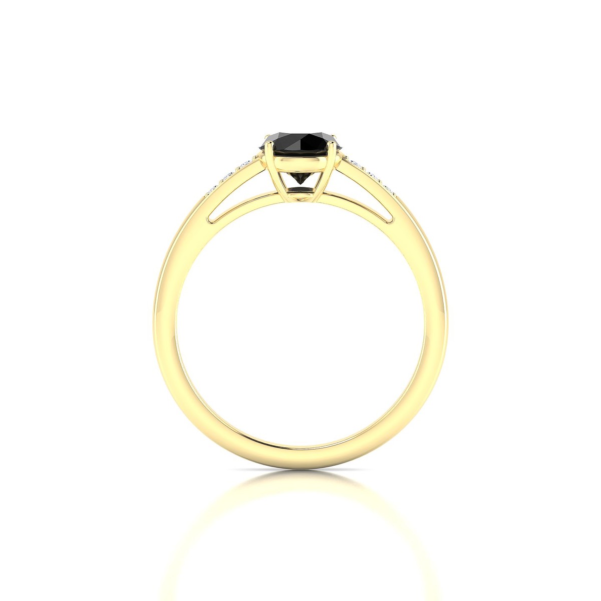 Exquisite | 18k Yellow Gold 6 mm Round Black Diamond Ring