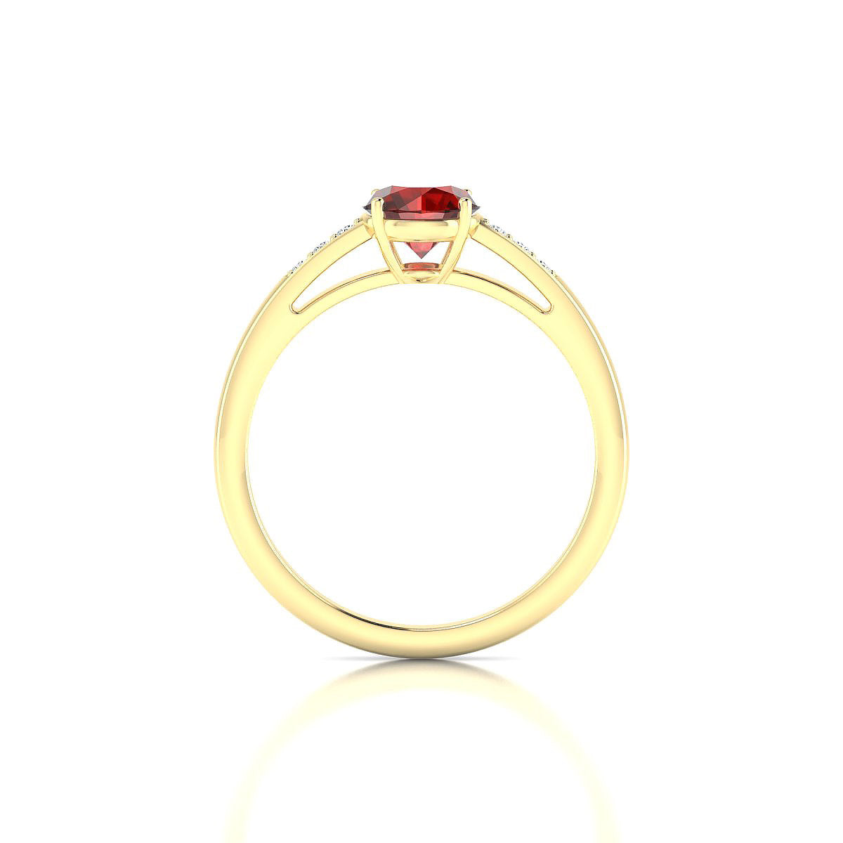 Exquisite | 18k Yellow Gold 6 mm Round Garnet Ring