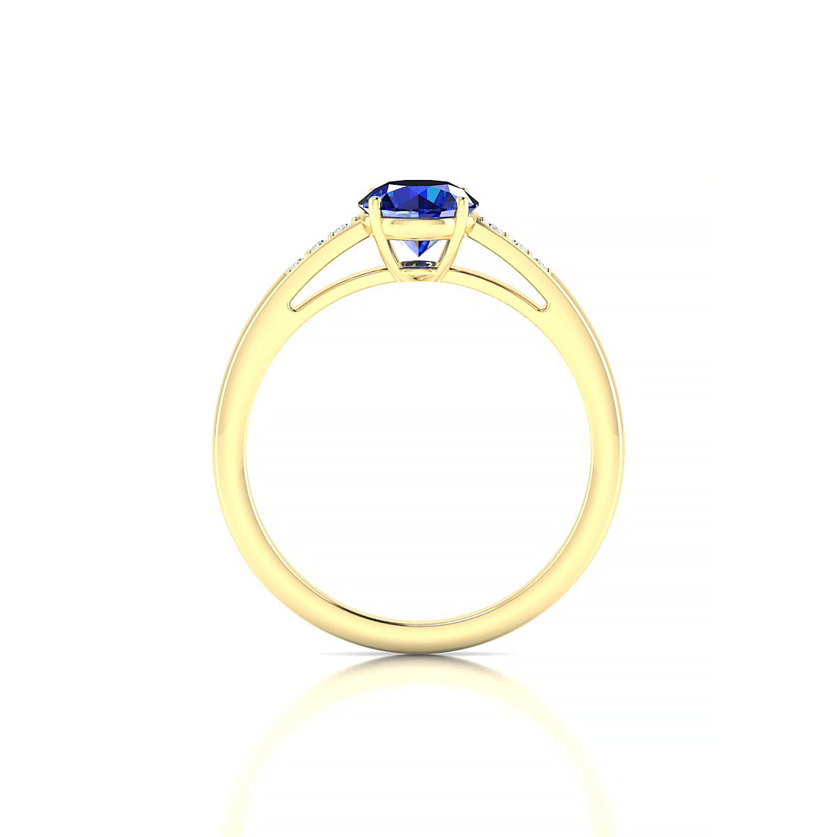 Exquisite | 18k Yellow Gold 6 mm Round Sapphire Ring