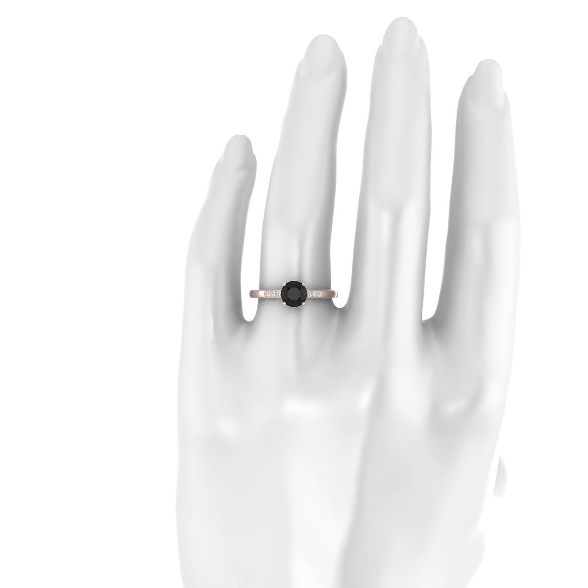 Exquisite | 18k Rose Gold 6 mm Round Black Diamond Ring