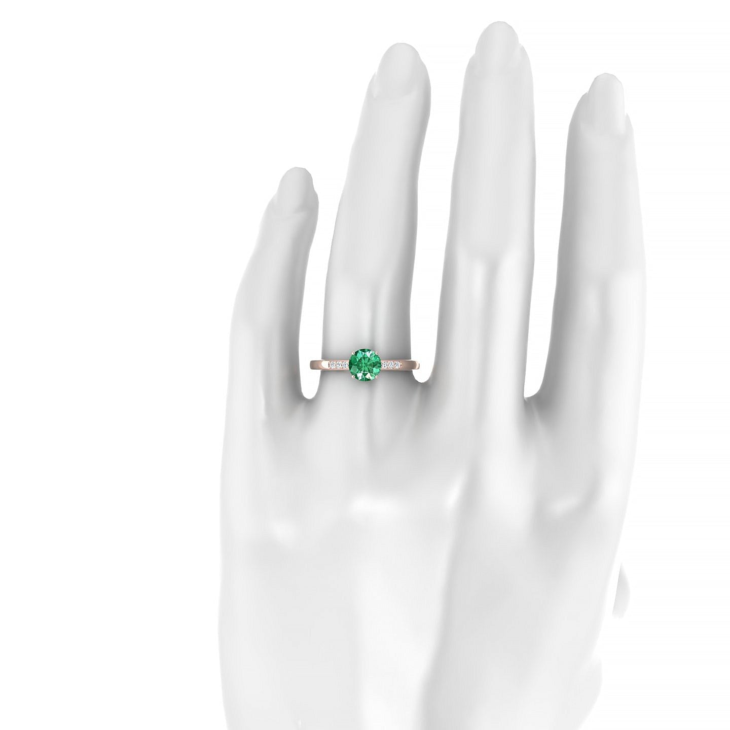 Exquisite | 18k Rose Gold 6 mm Round Emerald Ring