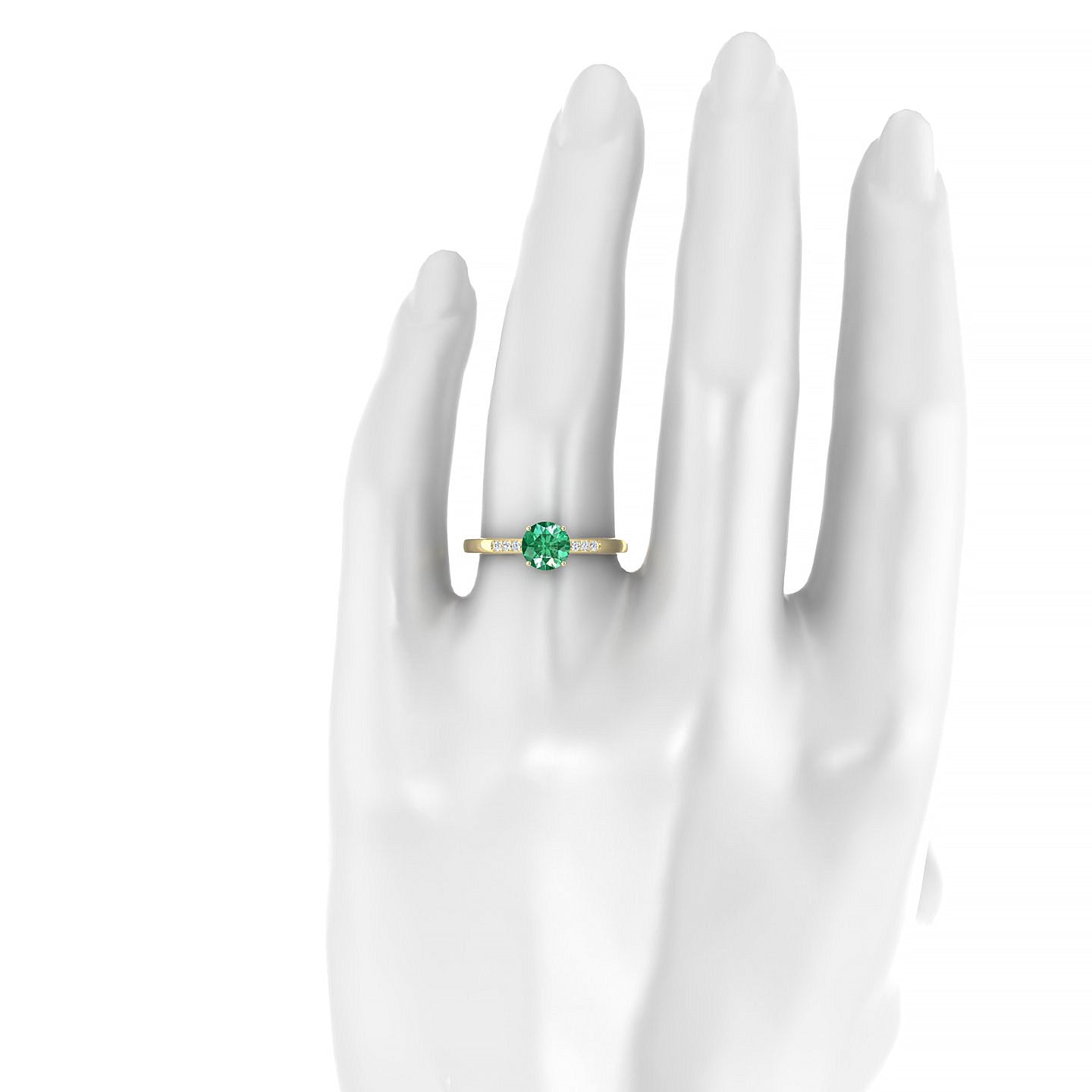Exquisite | 18k Yellow Gold 6 mm Round Emerald Ring