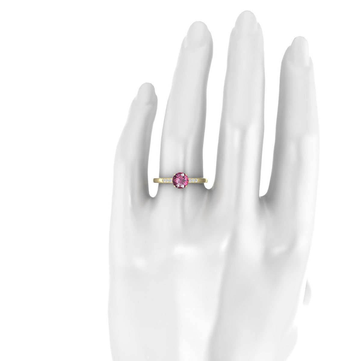 Exquisite | 18k Yellow Gold 6 mm Round Rhodolite Ring