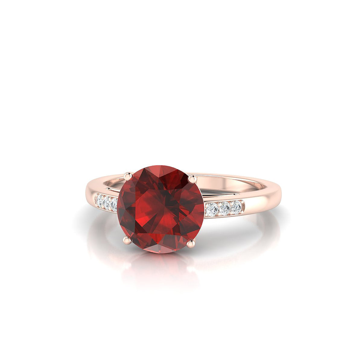 Exquisite | 18k Rose Gold 8 mm Round Garnet Ring