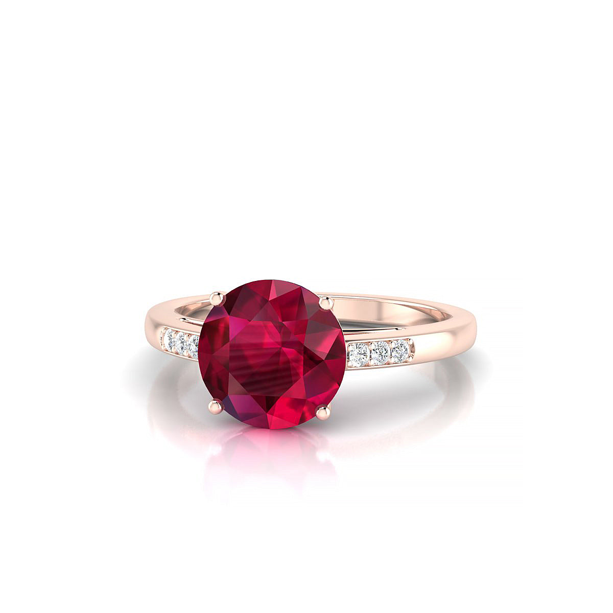 Exquisite | 18k Rose Gold 8 mm Round Ruby Ring
