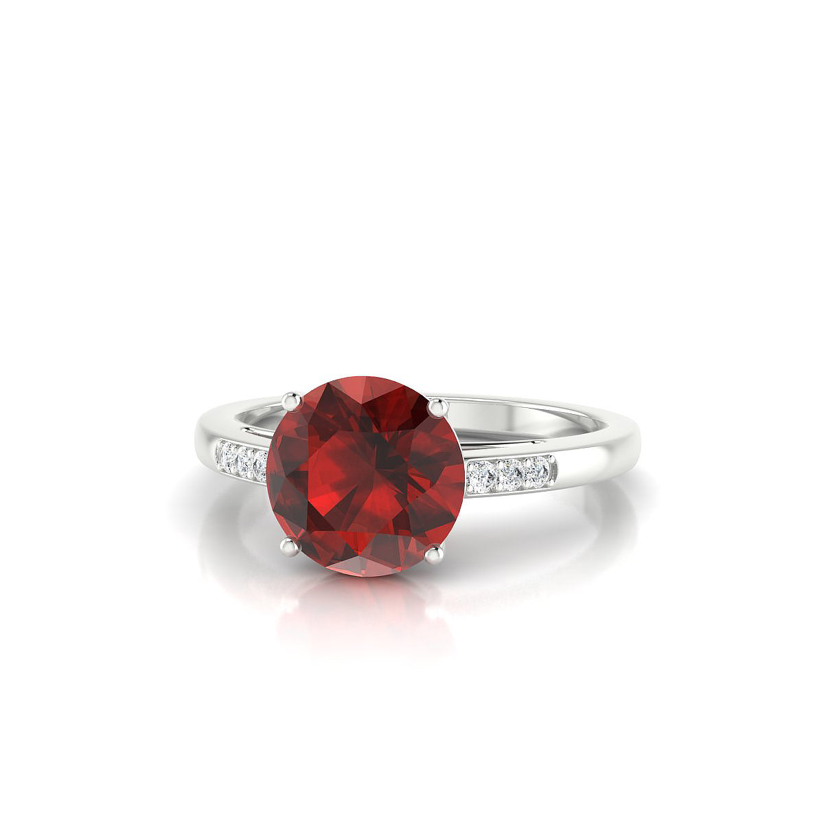 Exquisite | 18k White Gold 8 mm Round Garnet Ring
