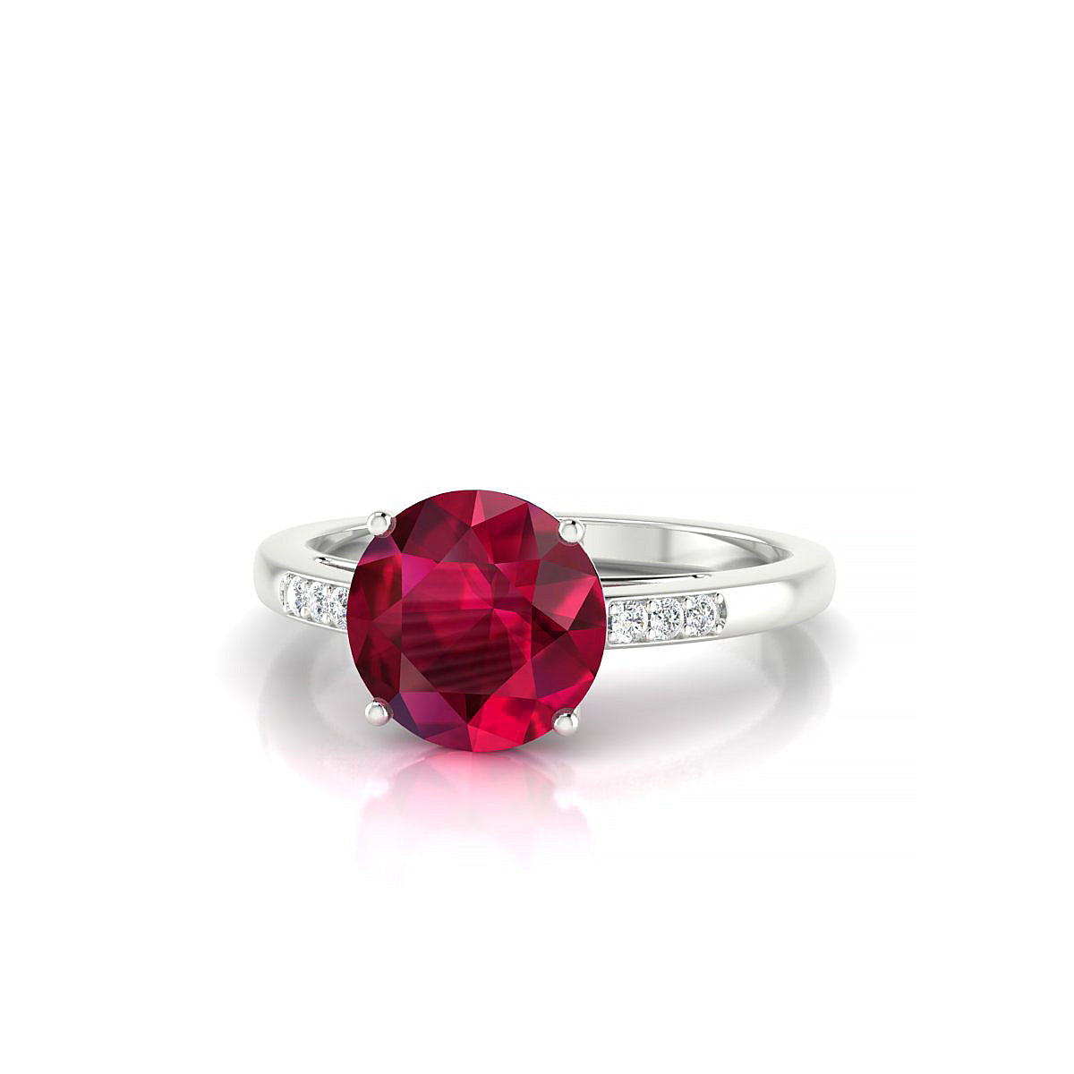 Exquisite | 18k White Gold 8 mm Round Ruby Ring