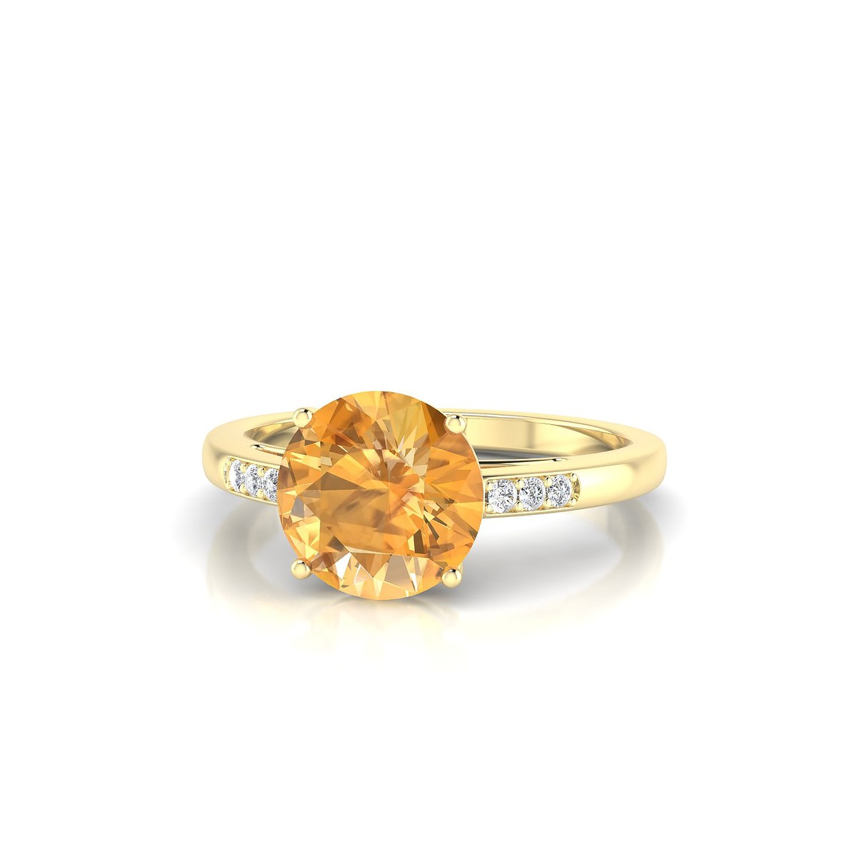 Exquisite | 18k Yellow Gold 8 mm Round Citrine Ring
