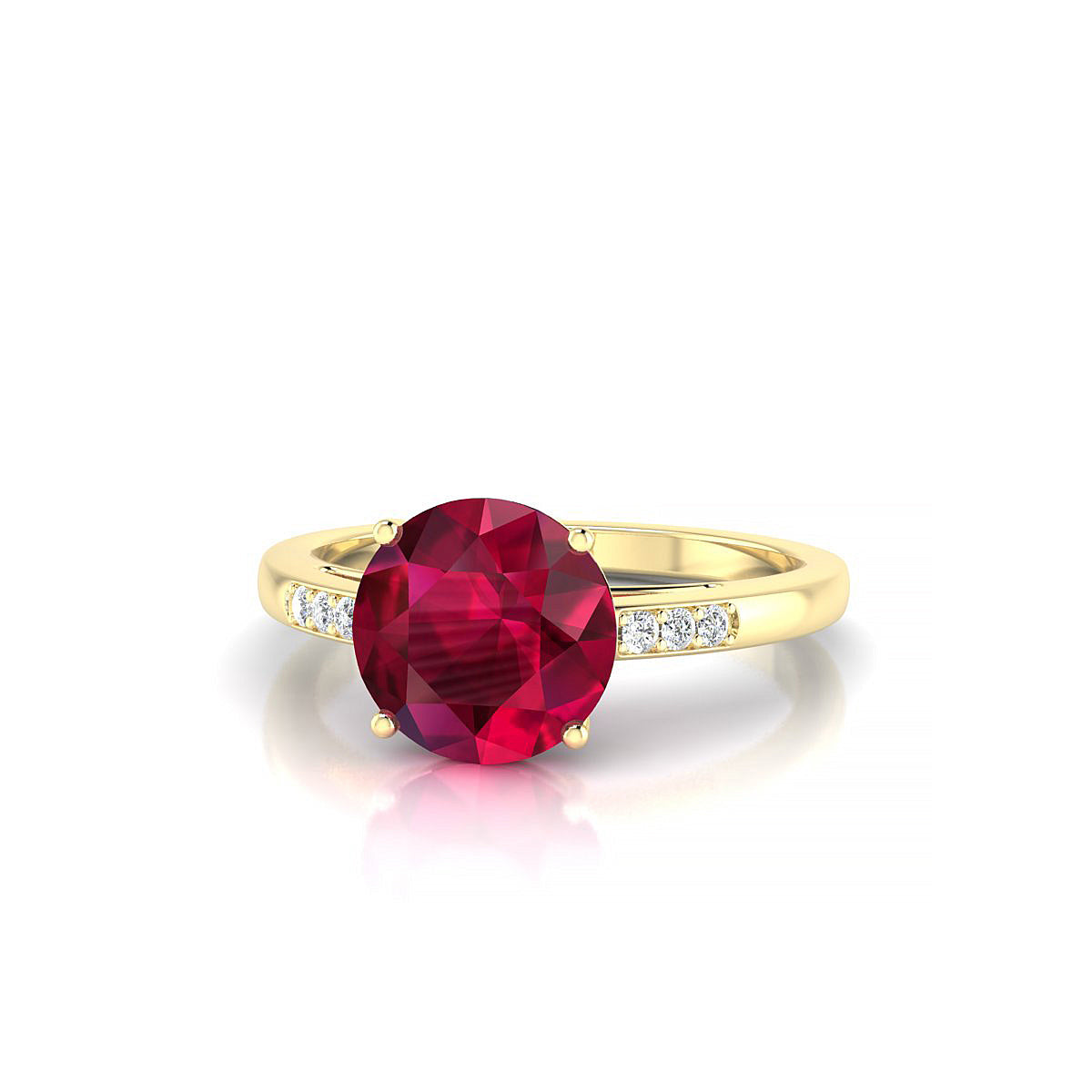 Exquisite | 18k Yellow Gold 8 mm Round Ruby Ring